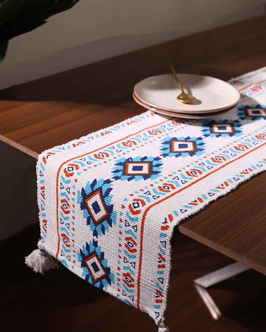Whimsical meadow cotton printed table runner