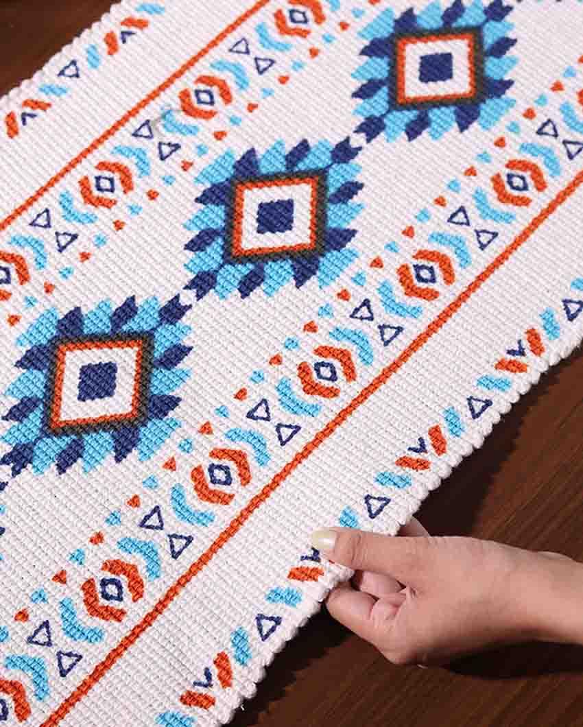Whimsical meadow cotton printed table runner